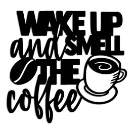 Wallity Wake up Coffee Escultura de Pared de Metal Negra